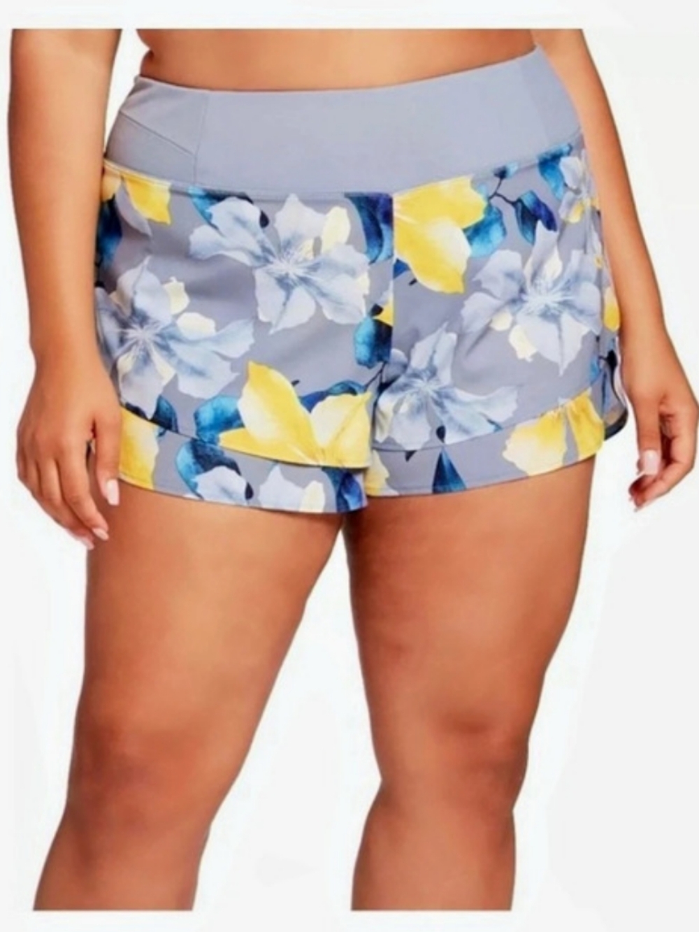CALIA Anywhere Printed Petal Hem SHORTS 1X